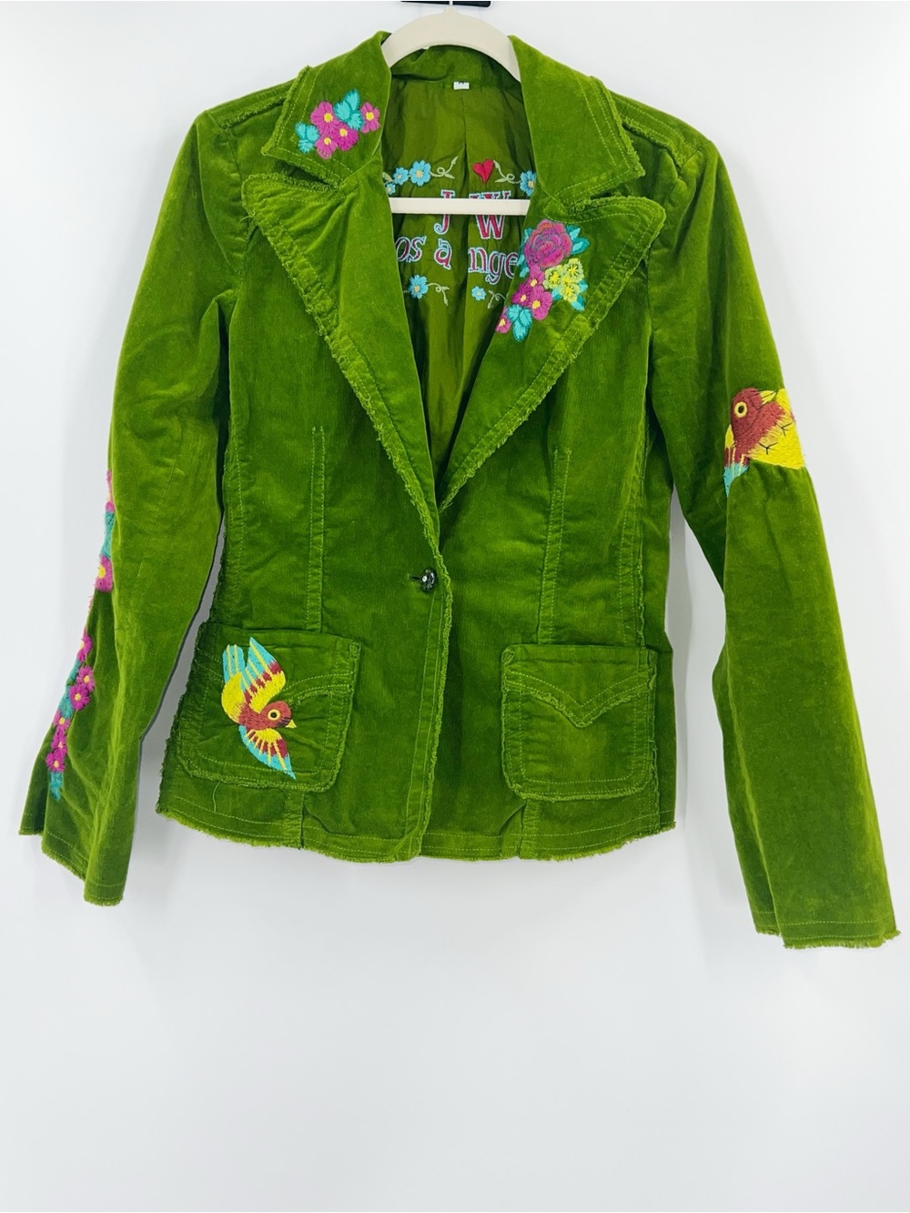 Johnny Was Green Corduroy Embroidered Blazer size Medium